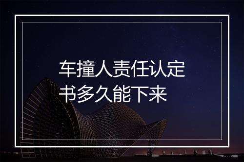 车撞人责任认定书多久能下来