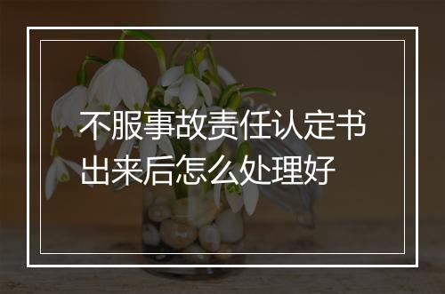 不服事故责任认定书出来后怎么处理好