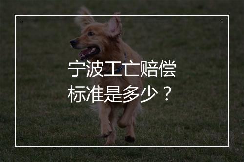 宁波工亡赔偿标准是多少？