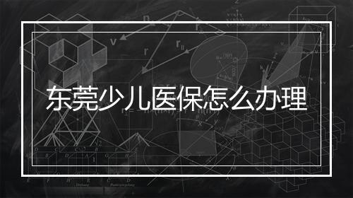 东莞少儿医保怎么办理