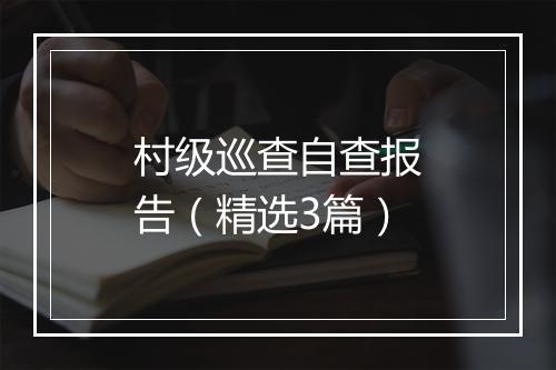村级巡查自查报告（精选3篇）