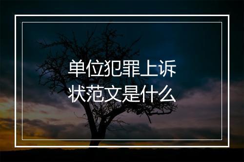 单位犯罪上诉状范文是什么