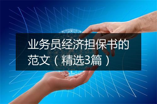 业务员经济担保书的范文（精选3篇）
