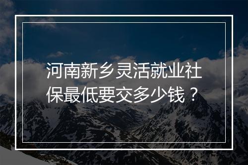 河南新乡灵活就业社保最低要交多少钱？