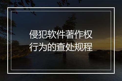 侵犯软件著作权行为的查处规程