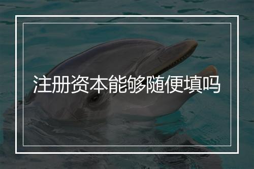 注册资本能够随便填吗