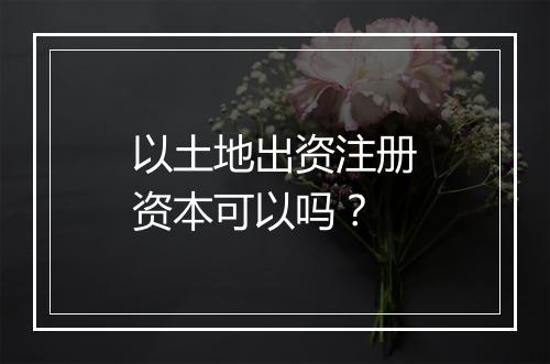以土地出资注册资本可以吗？