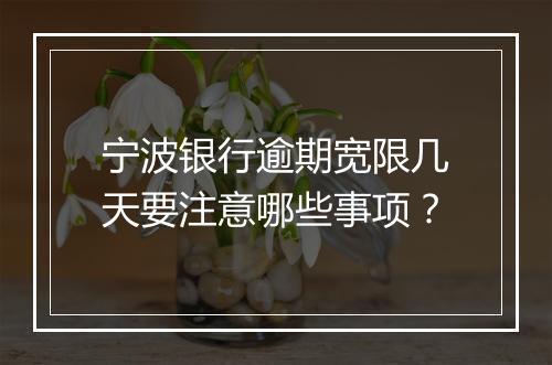 宁波银行逾期宽限几天要注意哪些事项？