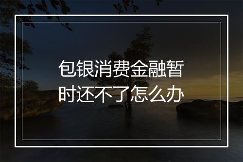 包银消费金融暂时还不了怎么办