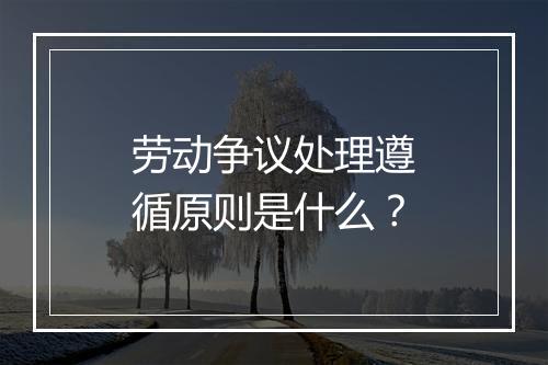 劳动争议处理遵循原则是什么？
