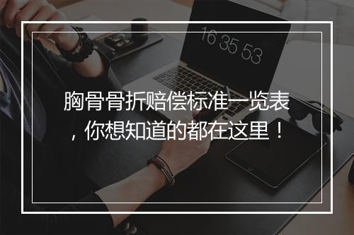 胸骨骨折赔偿标准一览表，你想知道的都在这里！