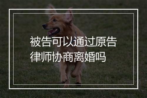 被告可以通过原告律师协商离婚吗