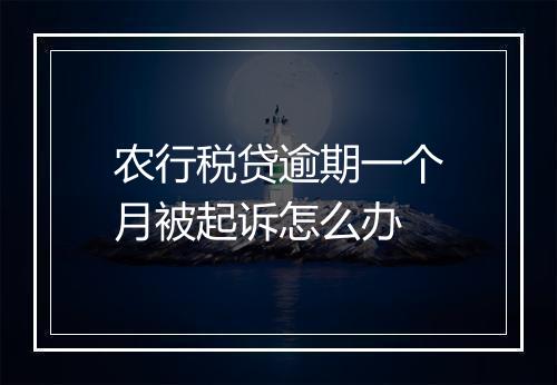 农行税贷逾期一个月被起诉怎么办
