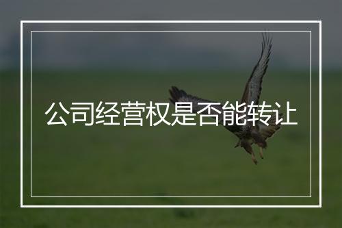 公司经营权是否能转让
