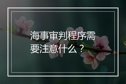 海事审判程序需要注意什么？