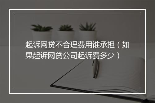 起诉网贷不合理费用谁承担（如果起诉网贷公司起诉费多少）