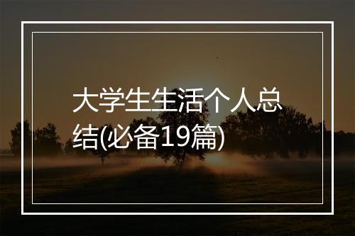 大学生生活个人总结(必备19篇)