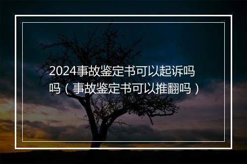 2024事故鉴定书可以起诉吗吗（事故鉴定书可以推翻吗）