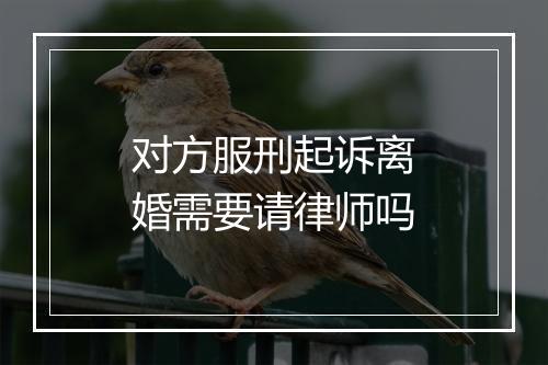 对方服刑起诉离婚需要请律师吗