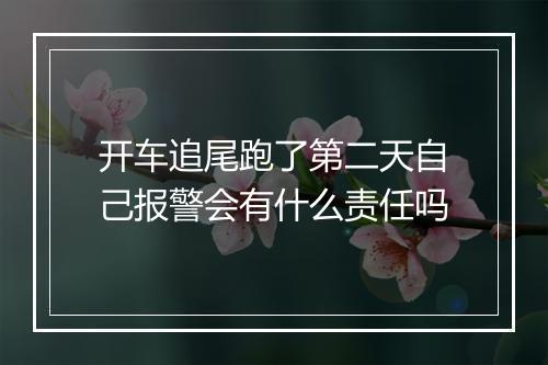 开车追尾跑了第二天自己报警会有什么责任吗