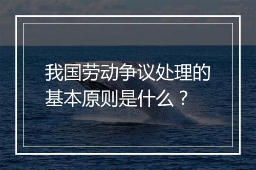 我国劳动争议处理的基本原则是什么？