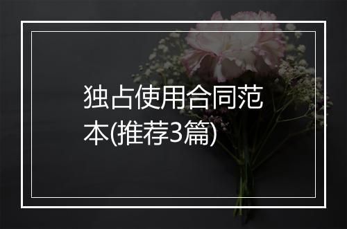 独占使用合同范本(推荐3篇)