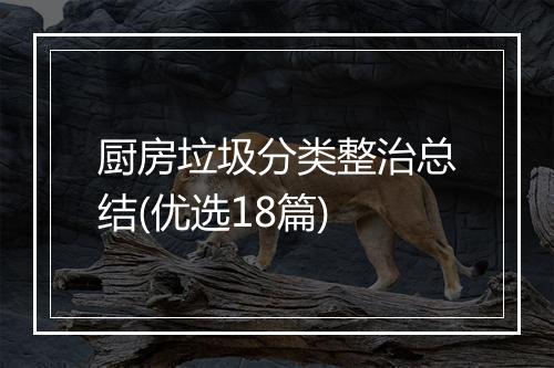 厨房垃圾分类整治总结(优选18篇)