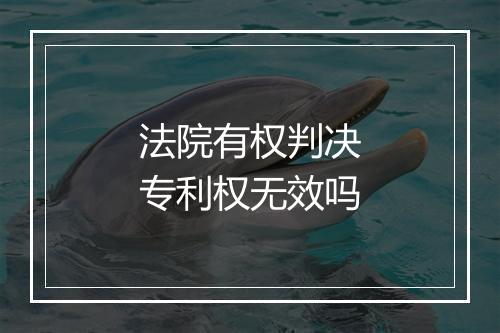 法院有权判决专利权无效吗