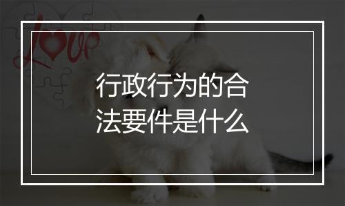 行政行为的合法要件是什么