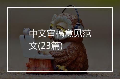 中文审稿意见范文(23篇)
