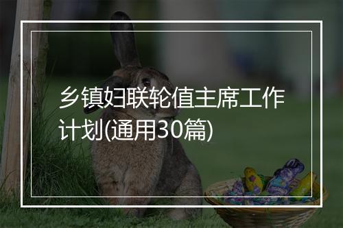 乡镇妇联轮值主席工作计划(通用30篇)