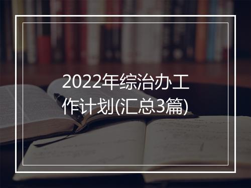 2022年综治办工作计划(汇总3篇)