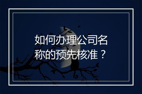如何办理公司名称的预先核准？