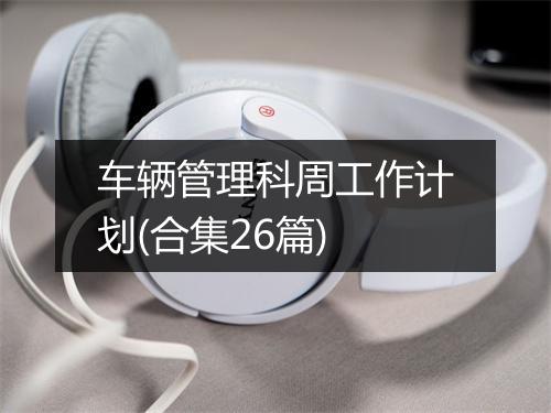 车辆管理科周工作计划(合集26篇)