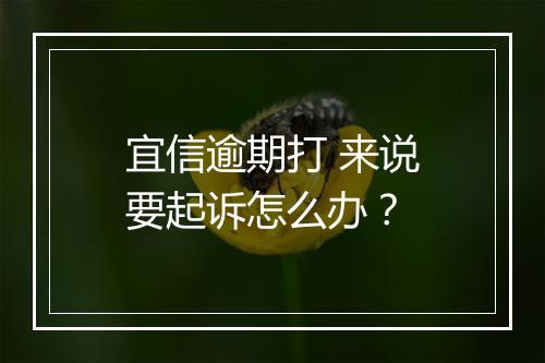 宜信逾期打 来说要起诉怎么办？
