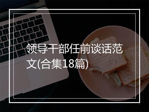 领导干部任前谈话范文(合集18篇)