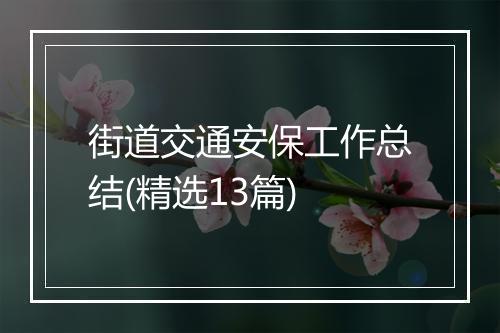 街道交通安保工作总结(精选13篇)