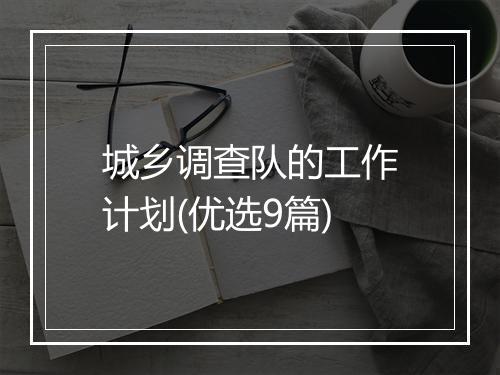城乡调查队的工作计划(优选9篇)