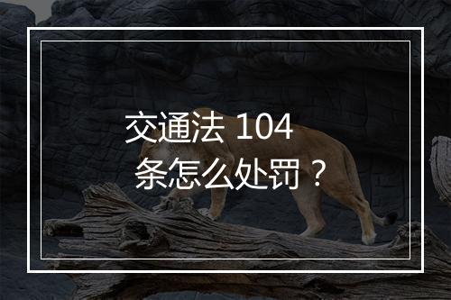 交通法 104 条怎么处罚？