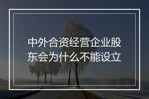 中外合资经营企业股东会为什么不能设立