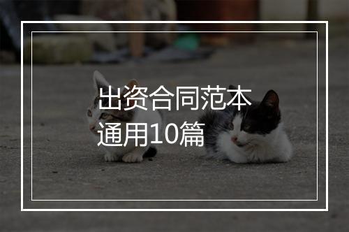 出资合同范本通用10篇
