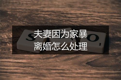 夫妻因为家暴离婚怎么处理