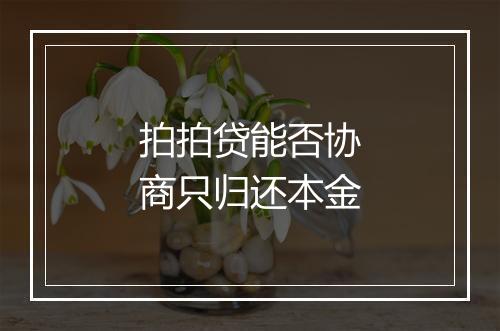 拍拍贷能否协商只归还本金