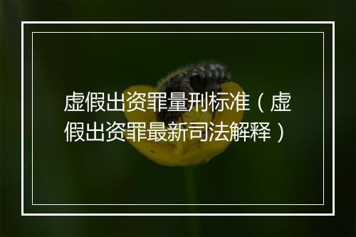 虚假出资罪量刑标准（虚假出资罪最新司法解释）