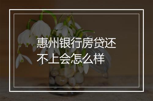 惠州银行房贷还不上会怎么样