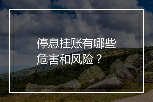 停息挂账有哪些危害和风险？