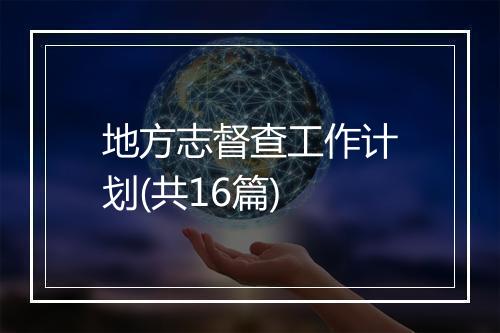 地方志督查工作计划(共16篇)