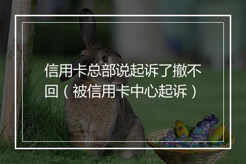 信用卡总部说起诉了撤不回（被信用卡中心起诉）