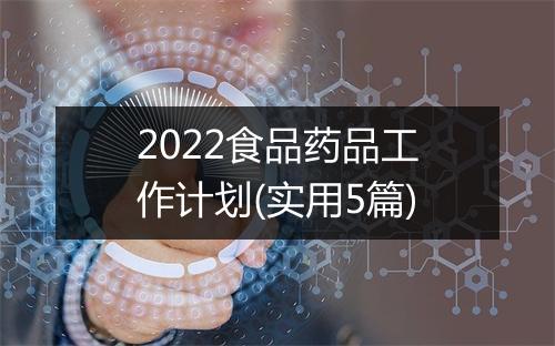 2022食品药品工作计划(实用5篇)