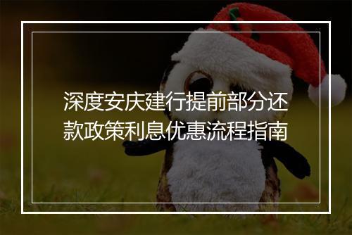 深度安庆建行提前部分还款政策利息优惠流程指南